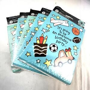 SKU2289 5 Packs Tender Thoughts Boys Birthday Invitations Planes Trucks USA